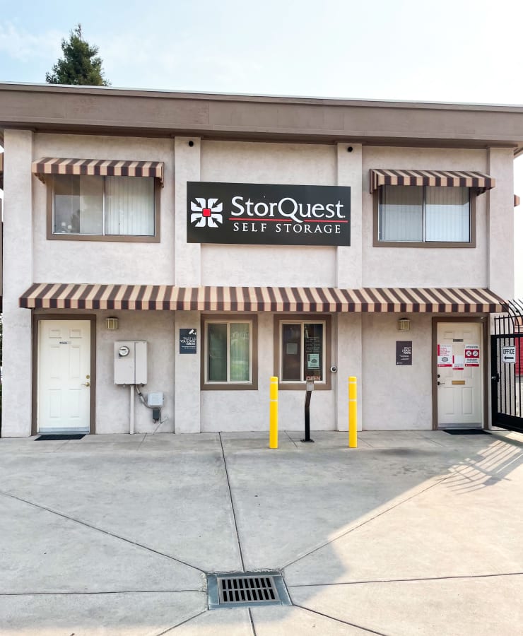 The exterior of the main entrance at StorQuest Self Storage in Napa, California