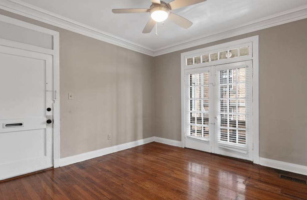 Unfurnished bedroom with wooden flooring at Park Terrace in Memphis, Tennessee