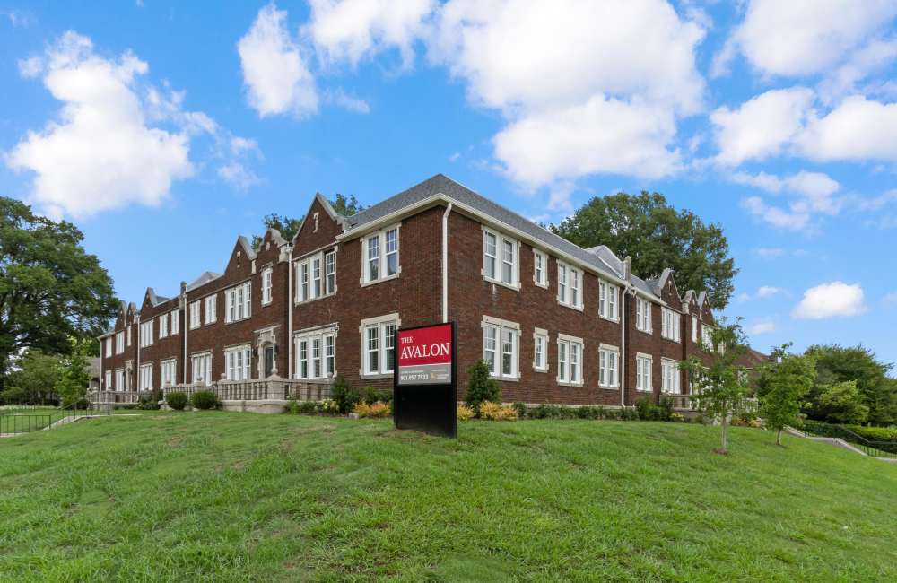 Beautiful view of the exterior of apartment building at The Avalon in Memphis, Tennessee