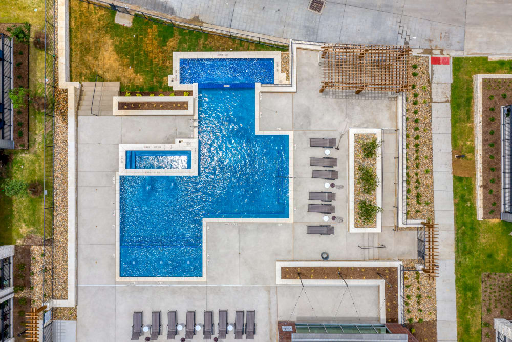 Birds eye view of the pool at The Gates at Meadow Place in Willow Park, Texas
