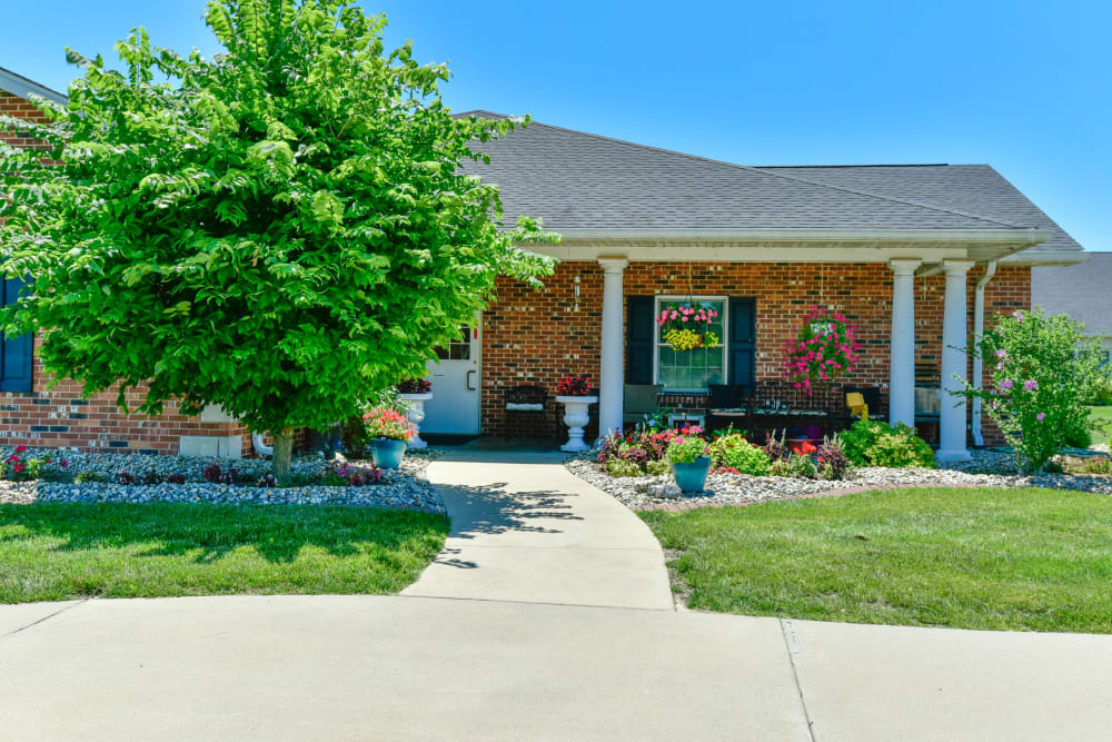 Outside view on a sunny day at Garden Place Columbia in Columbia, Illinois. 