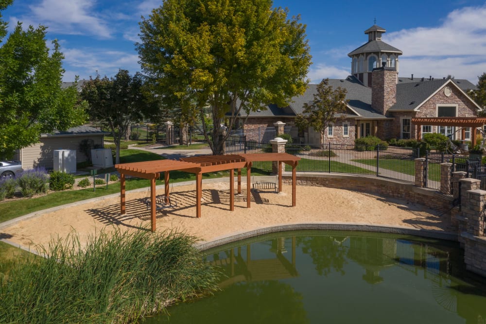Swings on the beach at Gateway Park Apartments in Denver, Colorado