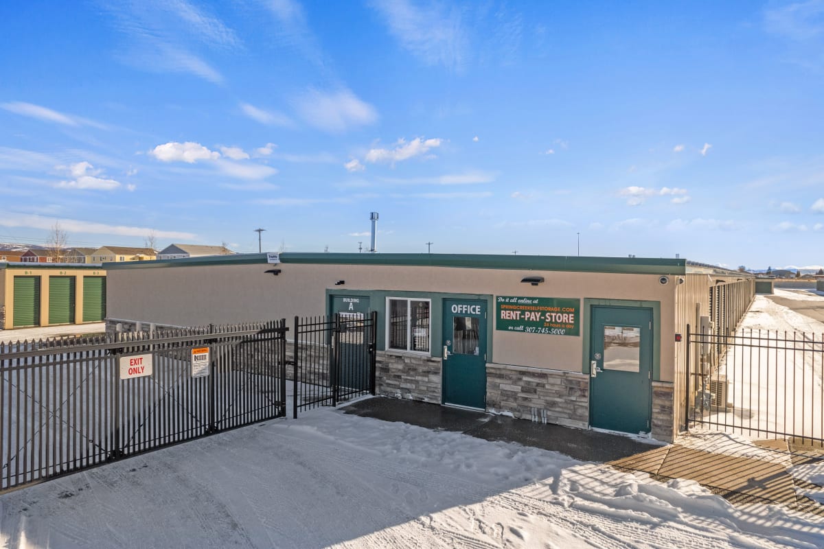 Outside the leasing office at Storage Star Laramie in Laramie, Wyoming