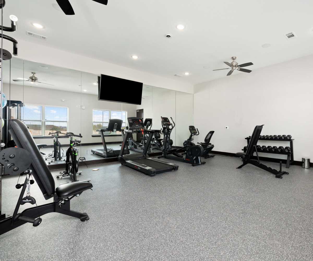 Community gym at The Janson in Del Valle, Texas