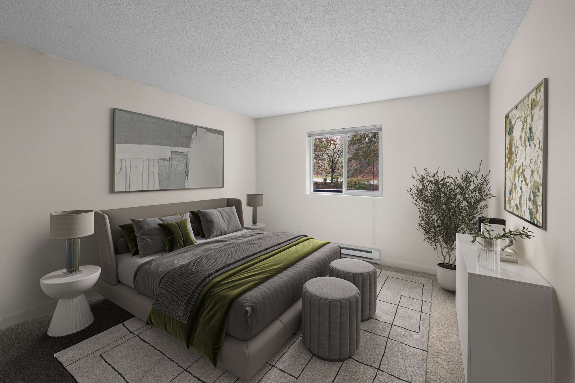 Bedroom at Karbon Apartments in Newcastle, Washington