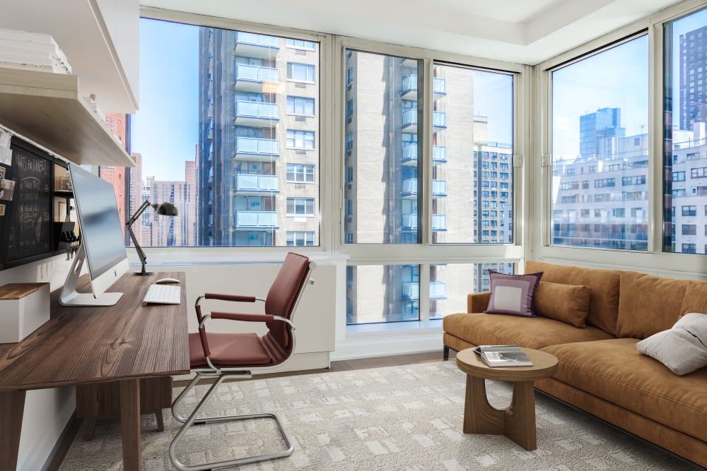 Corner windows in the spacious office area at The Ventura in New York, New York