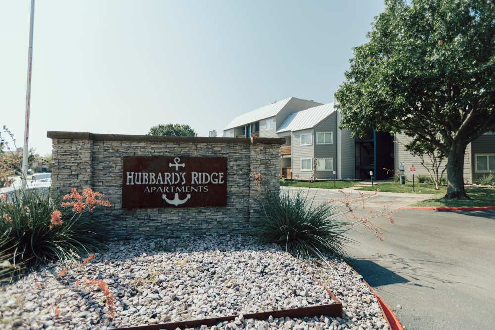 Community signage at Hubbards Ridge in Garland, Texas
