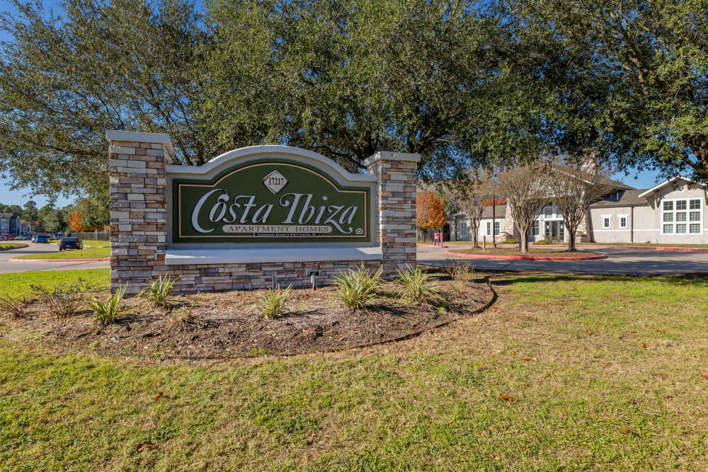 A monument stone at Costa Ibiza in Houston, Texas
