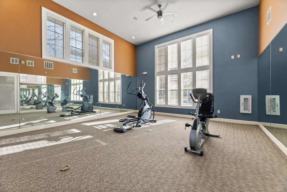Fitness center with exercising equipments at Costa Ibiza in Houston, Texas