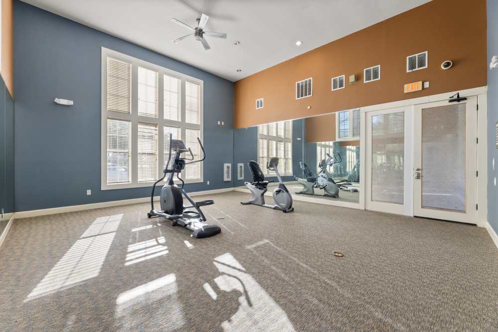 A view of the fitness center at Costa Ibiza in Houston, Texas