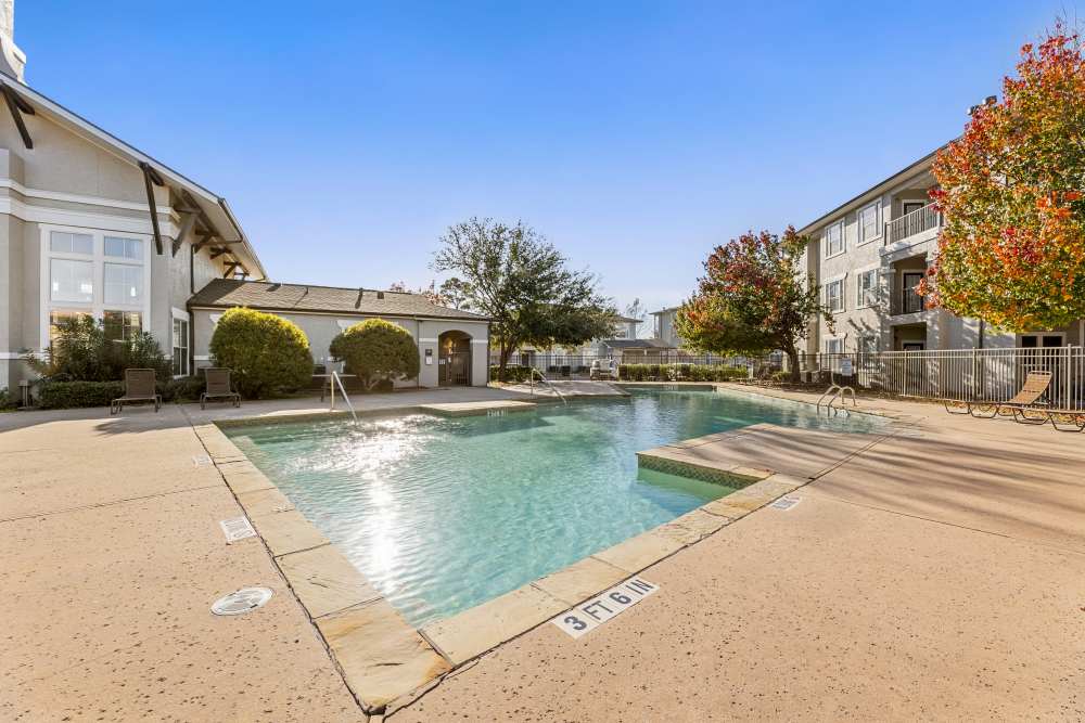 A view of the swimming pool with shimmering water at Costa Ibiza in Houston, Texas