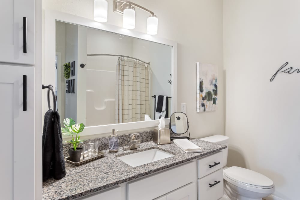 Spacious bathroom at Arasan Apartments in Shakopee, Minnesota