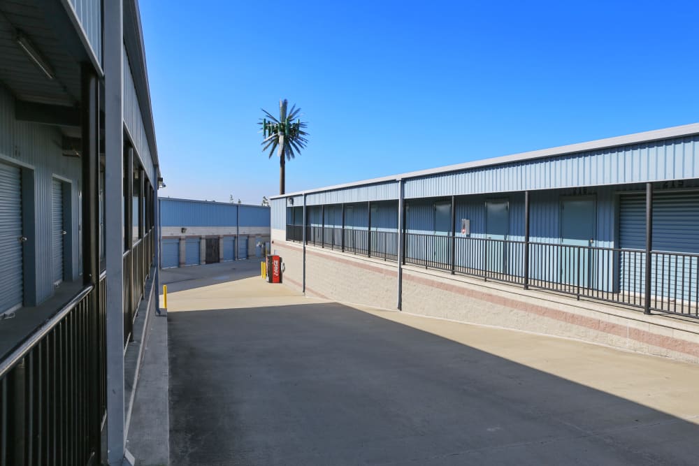 Rows of outdoor storage units at A-1 Self Storage in Anaheim, California