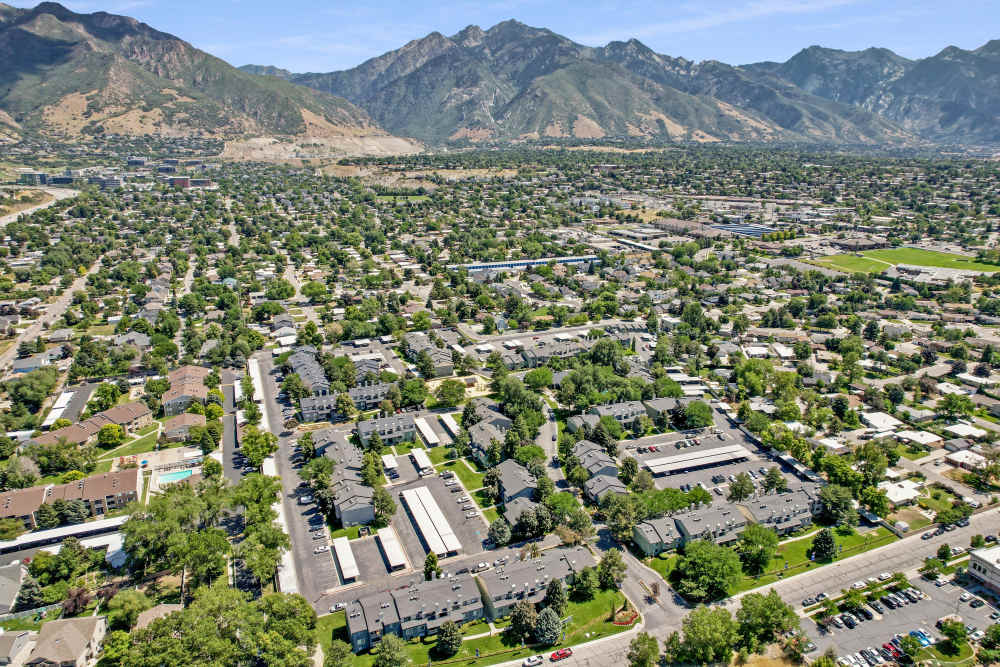Aerial view of community at Royal Farms Apartments in Salt Lake City, Utah
