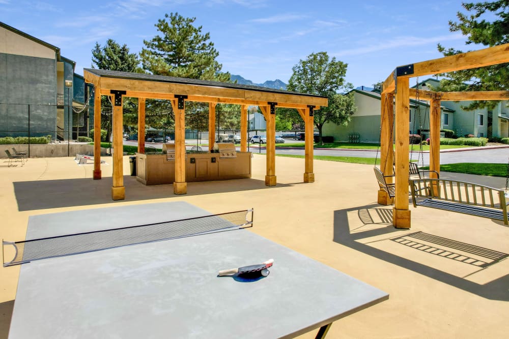 Sport Court with Ping Pong, BBQ and Fire Pit Swings at Royal Farms Apartments in Salt Lake City, Utah