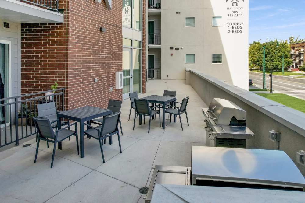 Community BBQ lounge at The Hardison in Salt Lake City, Utah