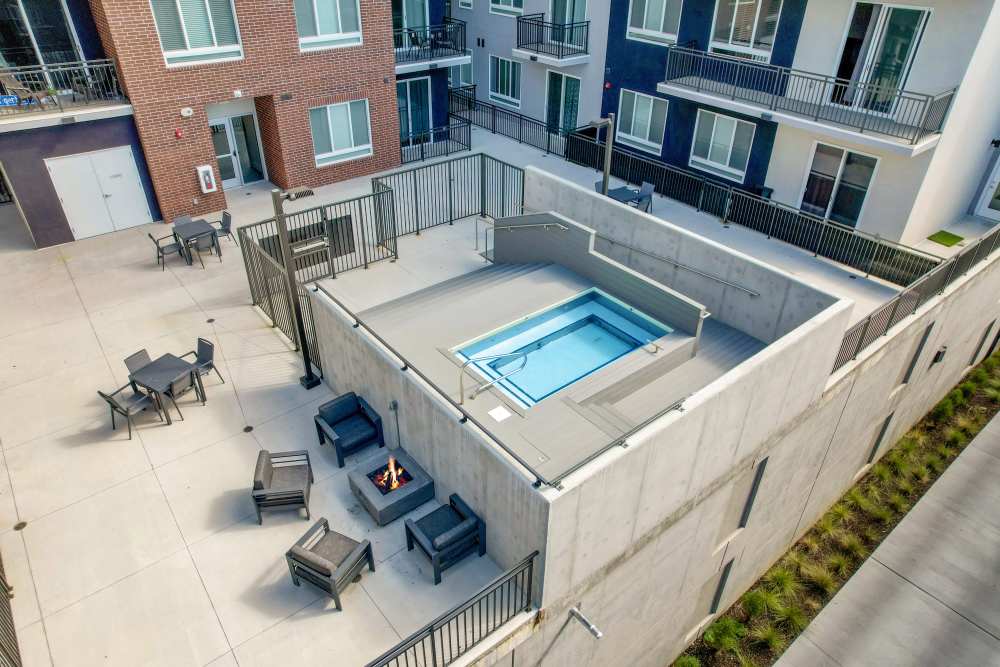 Outdoor spa and community area at The Hardison in Salt Lake City, Utah