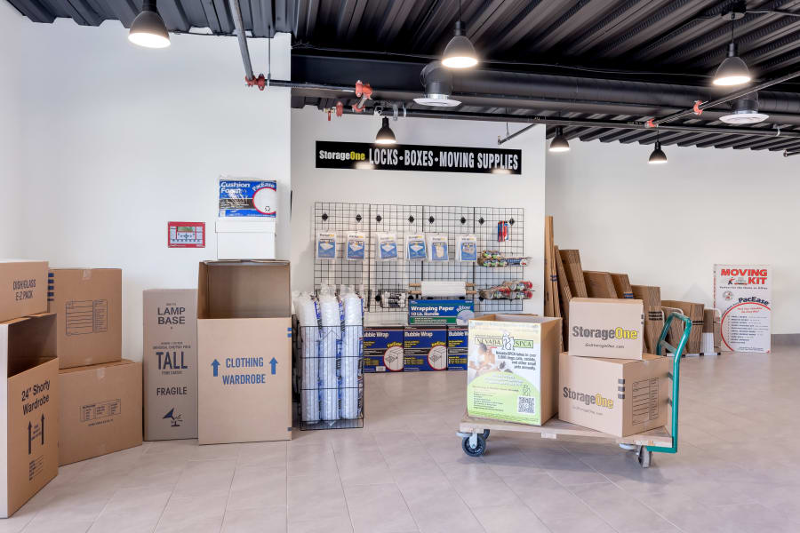 Supplies for sale at StorageOne Centennial and Losee in North Las Vegas, Nevada