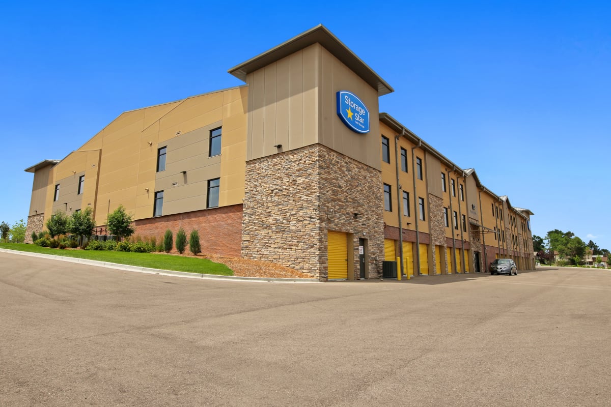 Exterior and surrounding parking lot at Storage Star South College in Fort Collins, Colorado