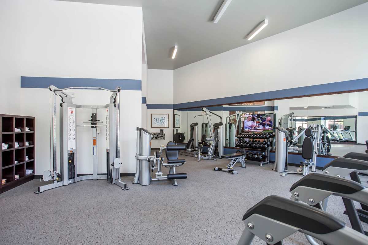 Fitness center with various equipment at Franklin 299 in Redwood City, California