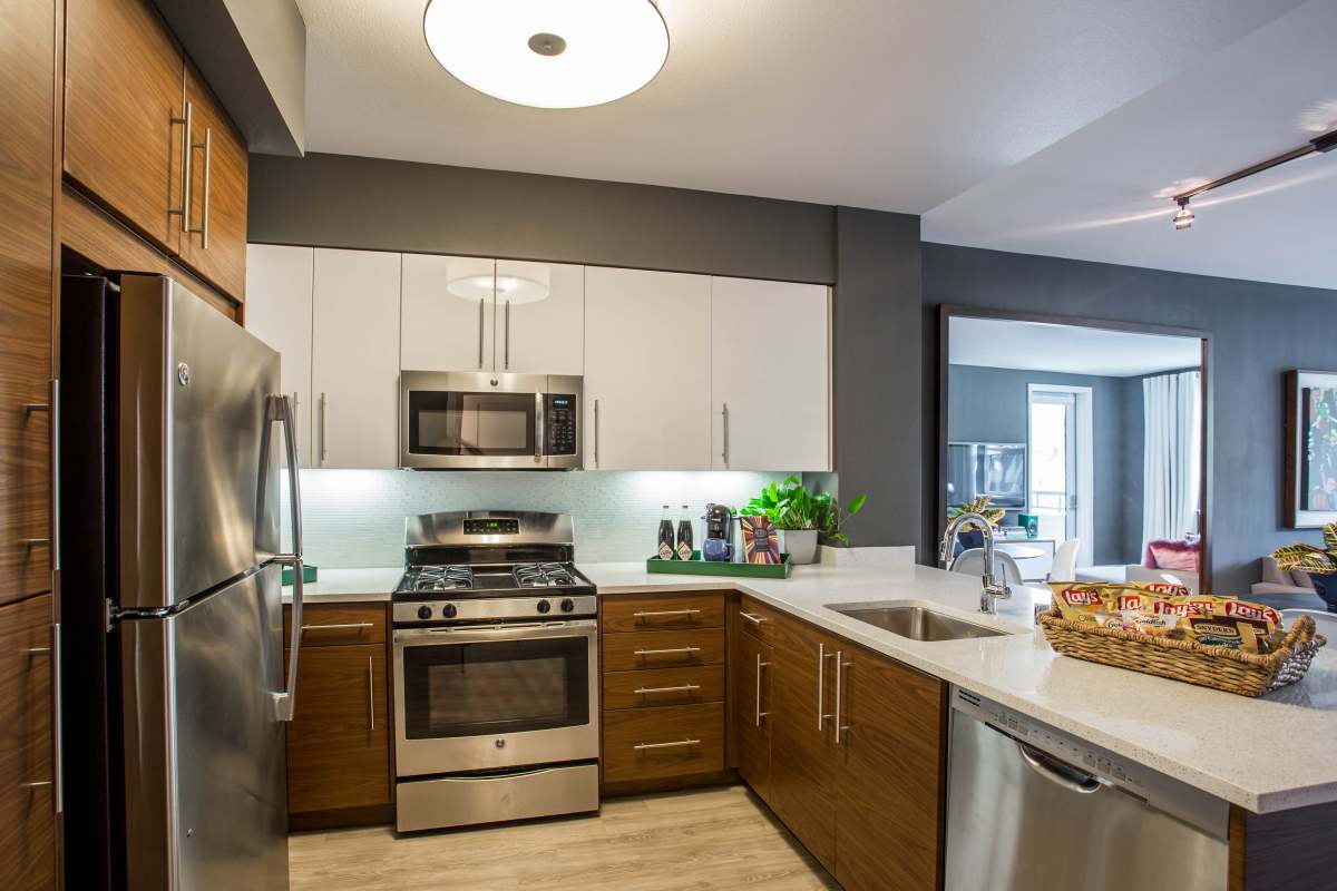 Kitchen with energy-efficient appliances at Franklin 299 in Redwood City, California