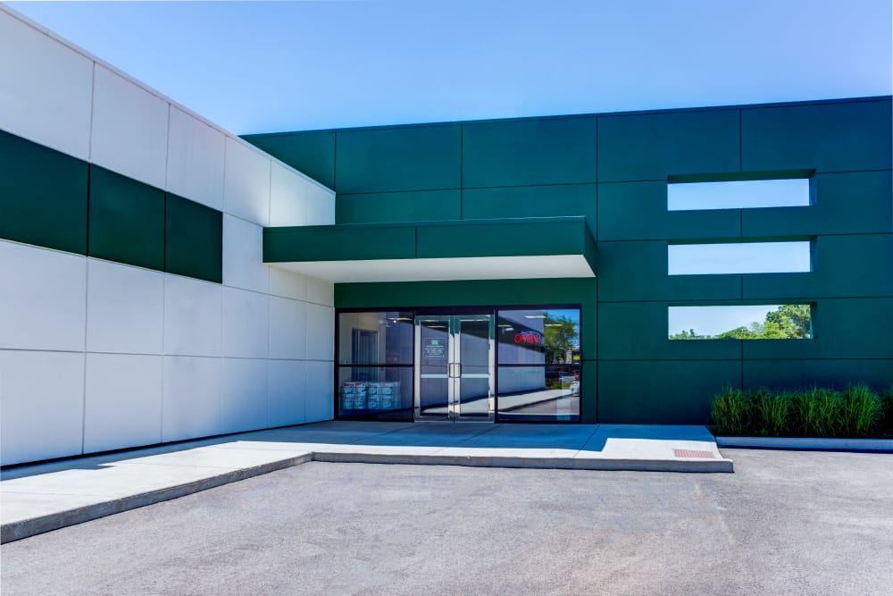 Leasing office entrance at Metro Self Storage in Deerfield, Illinois