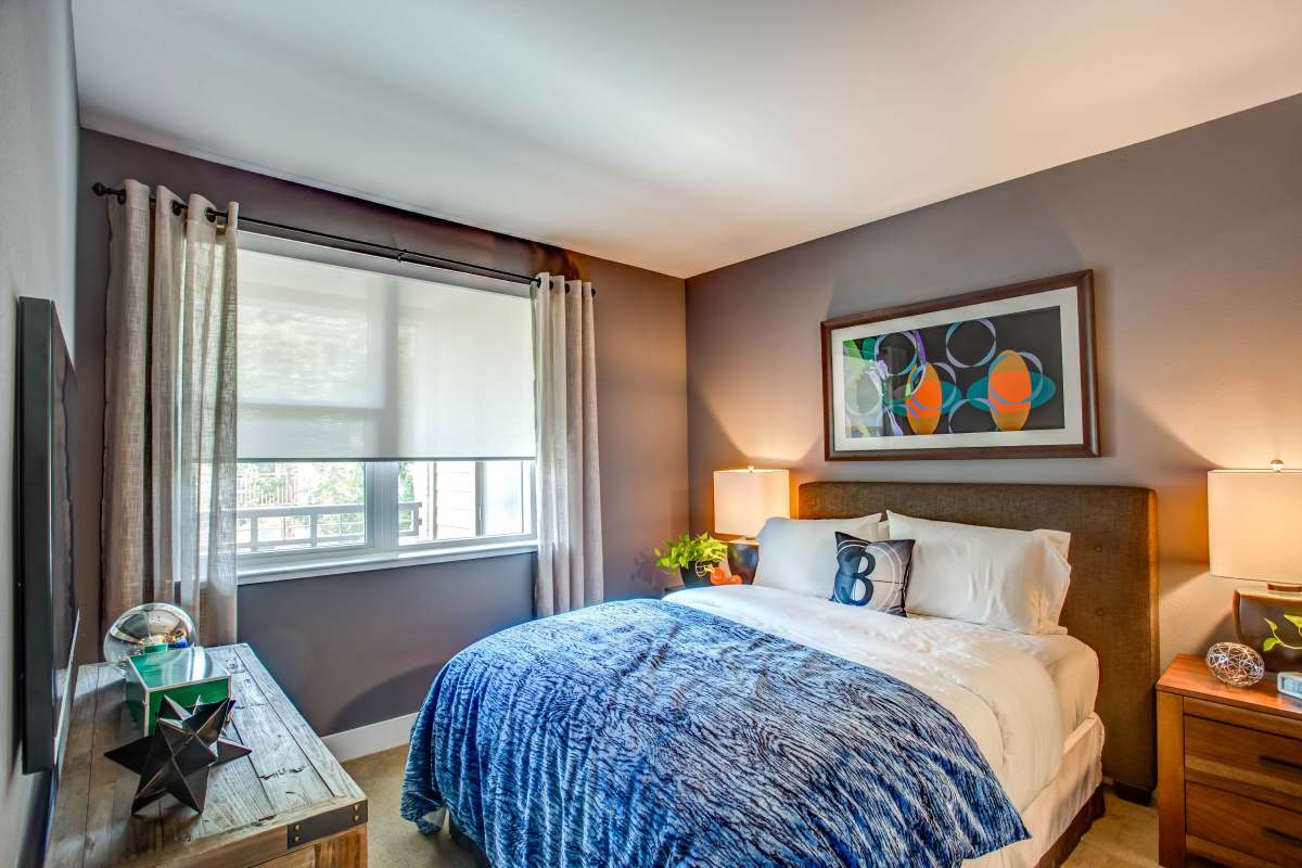 Bedroom with inviting atmosphere at Franklin 299 in Redwood City, California