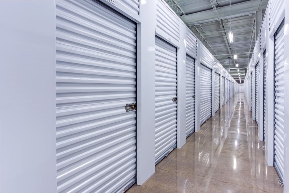 Indoor units hallway at Metro Self Storage in Deerfield, Illinois