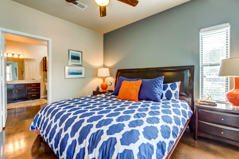 Spacious bedroom with private bathroom at Legacy Brooks in San Antonio, Texas