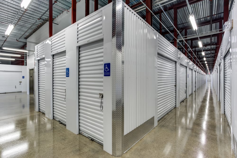 Storage facility interior storage units at Metro Self Storage