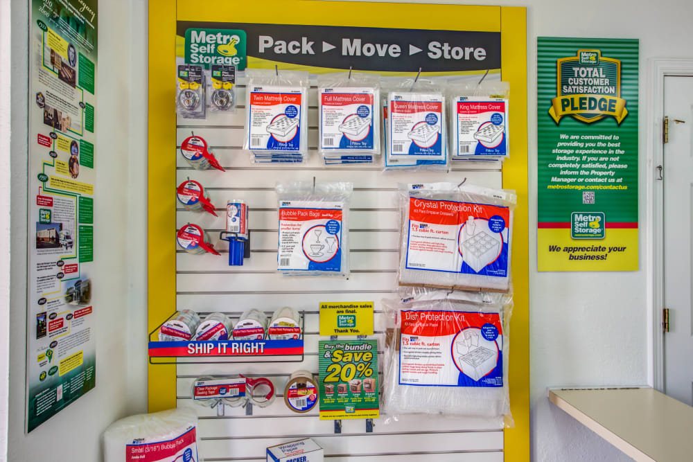 Packaging supplies at Metro Self Storage in El Paso, Texas