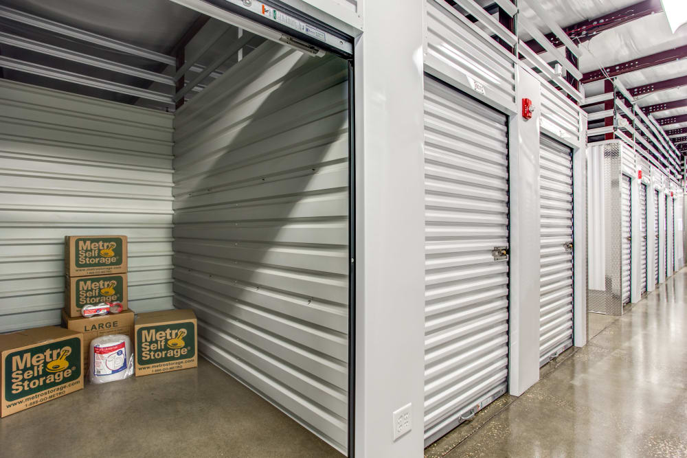 Inside the interior units at Metro Self Storage in Orlando, Florida