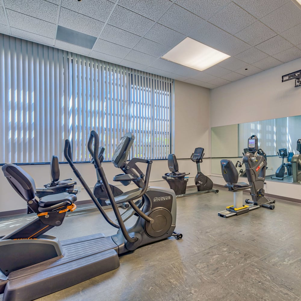 Fitness center with a variety of cardio equipment at The Springs in La Mesa, California