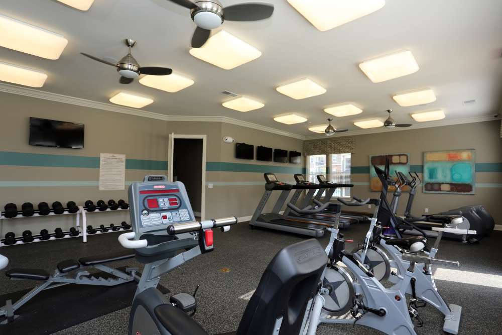 Well-equipped gym at Adams Crossing Apartment Homes in Waldorf, Maryland