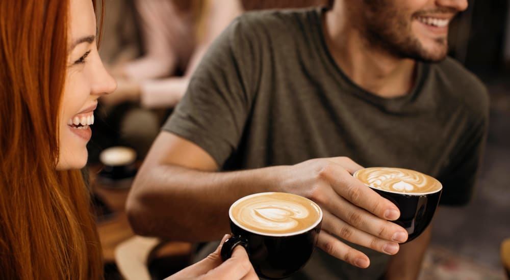 Couple out drinking coffee at Bellrock Upper North in Haltom City, Texas