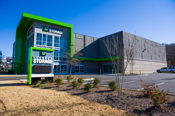 Interior units with red doors at LockBox Self Storage in Greenville, South Carolina