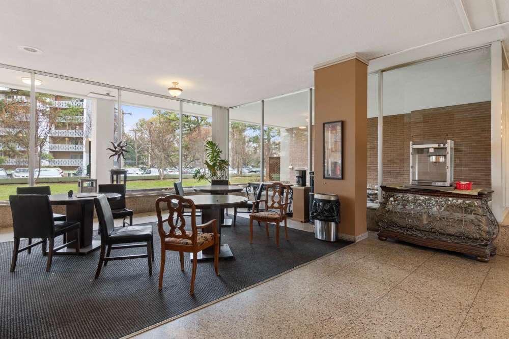 A view of the luxurious clubhouse with sitting area at Central Gardens in Memphis, Tennessee