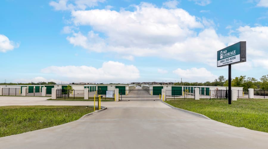 The drive up storage units at KO Storage in Cleburne, Texas