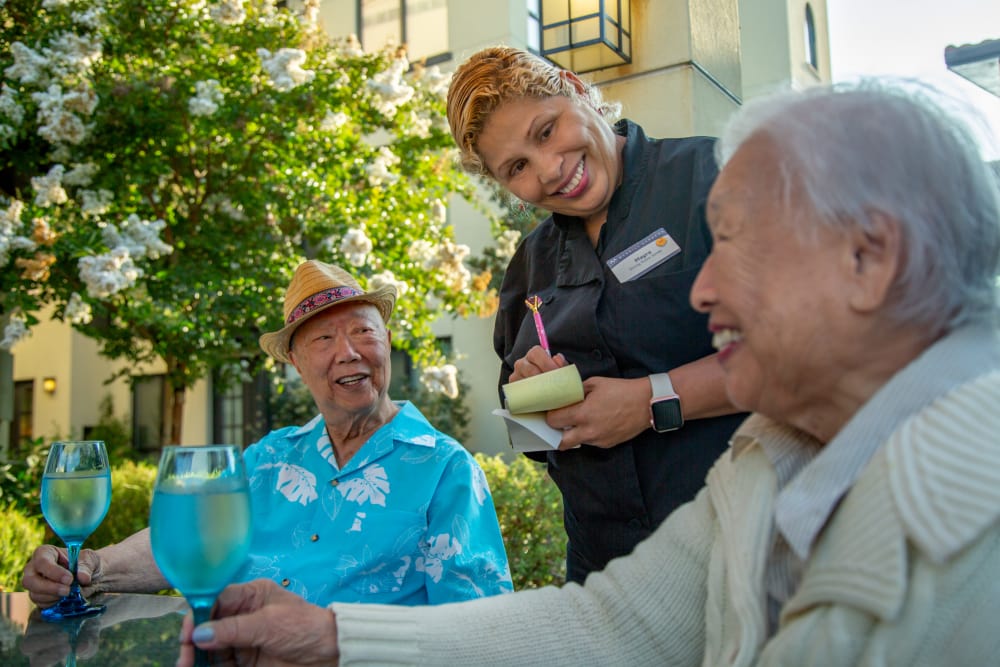 Residents enjoying Anytime Dining at Merrill Gardens at West Covina