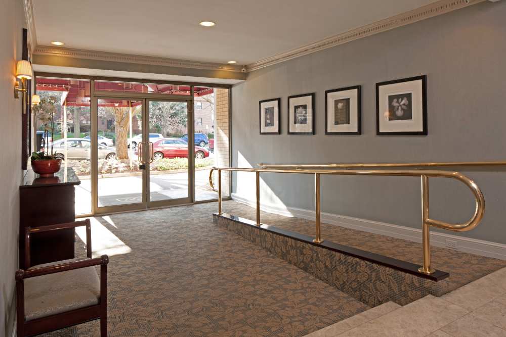Entrance lounge of an apartment at Bradley View Apartments in Chevy Chase, Maryland