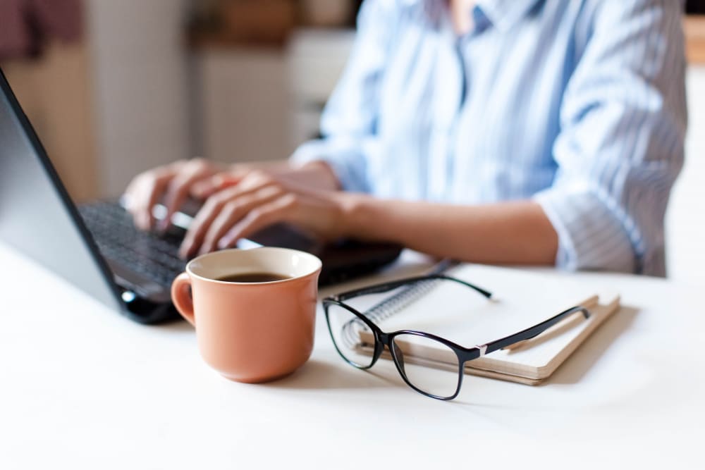 Resident working from home at Arasan Apartments in Shakopee, Minnesota