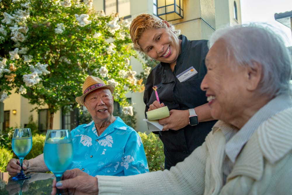 Residents enjoying a meal