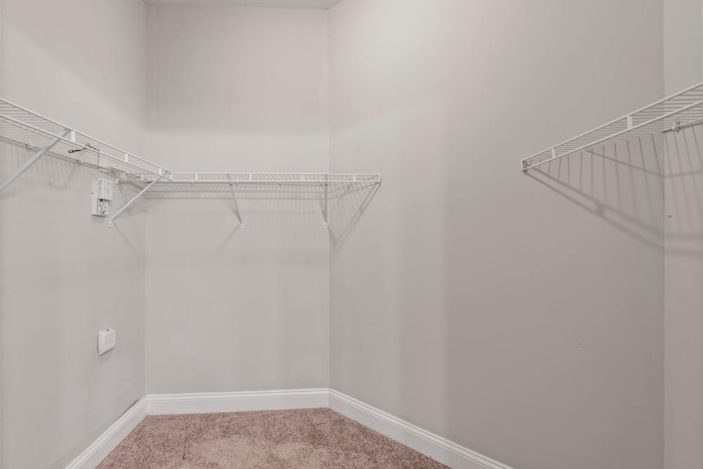 Walk-in closet in the bedroom at Charthouse at James Island in Charleston, South Carolina