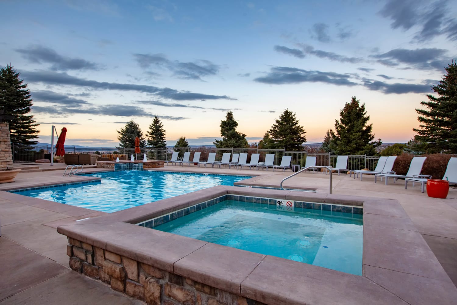 Pool views at Resort at University Park in Colorado Springs