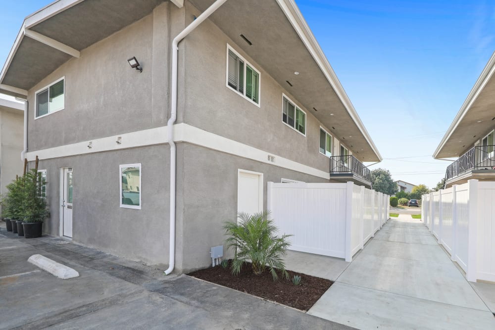 Apartments with private patios at Pacific West Villas in Westminster, California