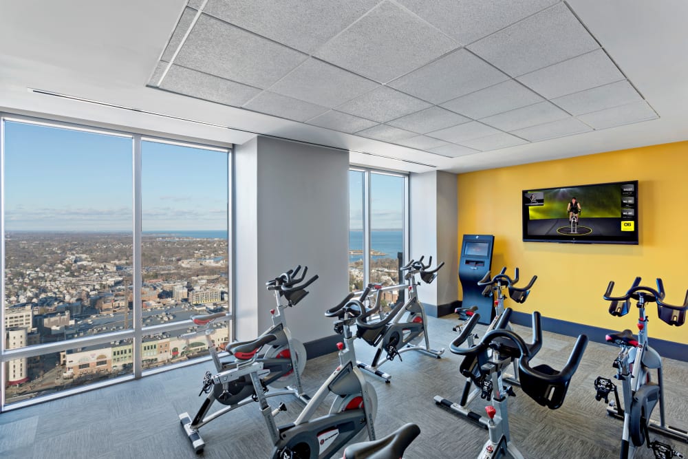 Spin and yoga room at Skyline New Rochelle in New Rochelle, New York