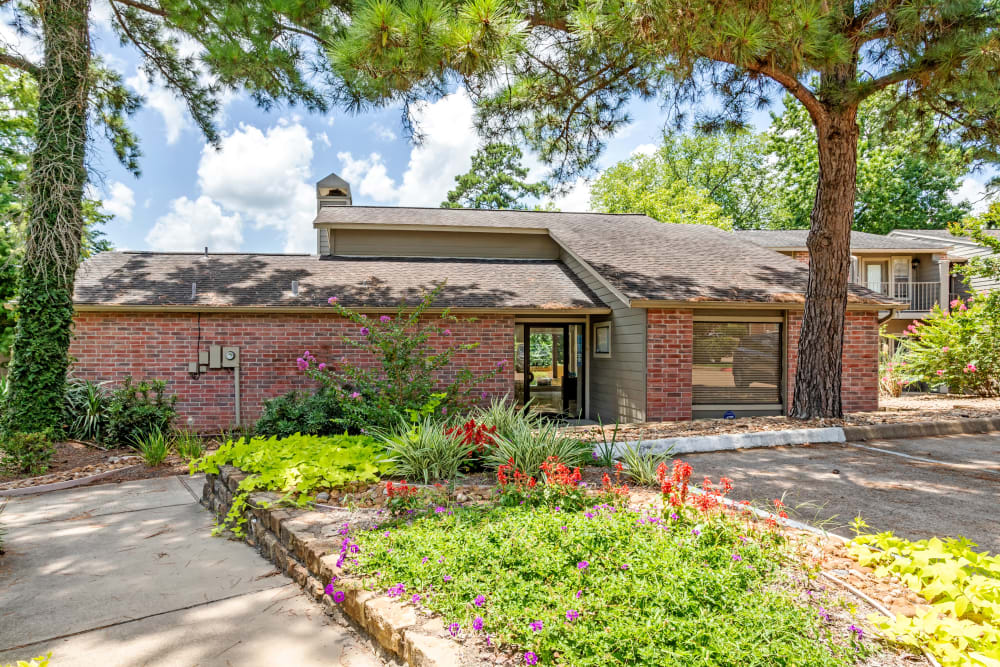 Landscaping outside of Woodcreek Apartments in Huntsville, Texas