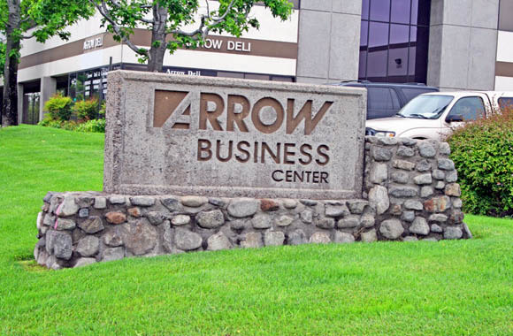 Welcome sign at Arrow Business Center in Rancho Cucamonga, California