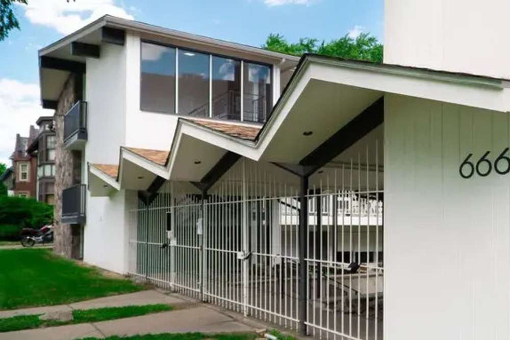Entrance to gated community at Detroit Living in Detroit, Michigan