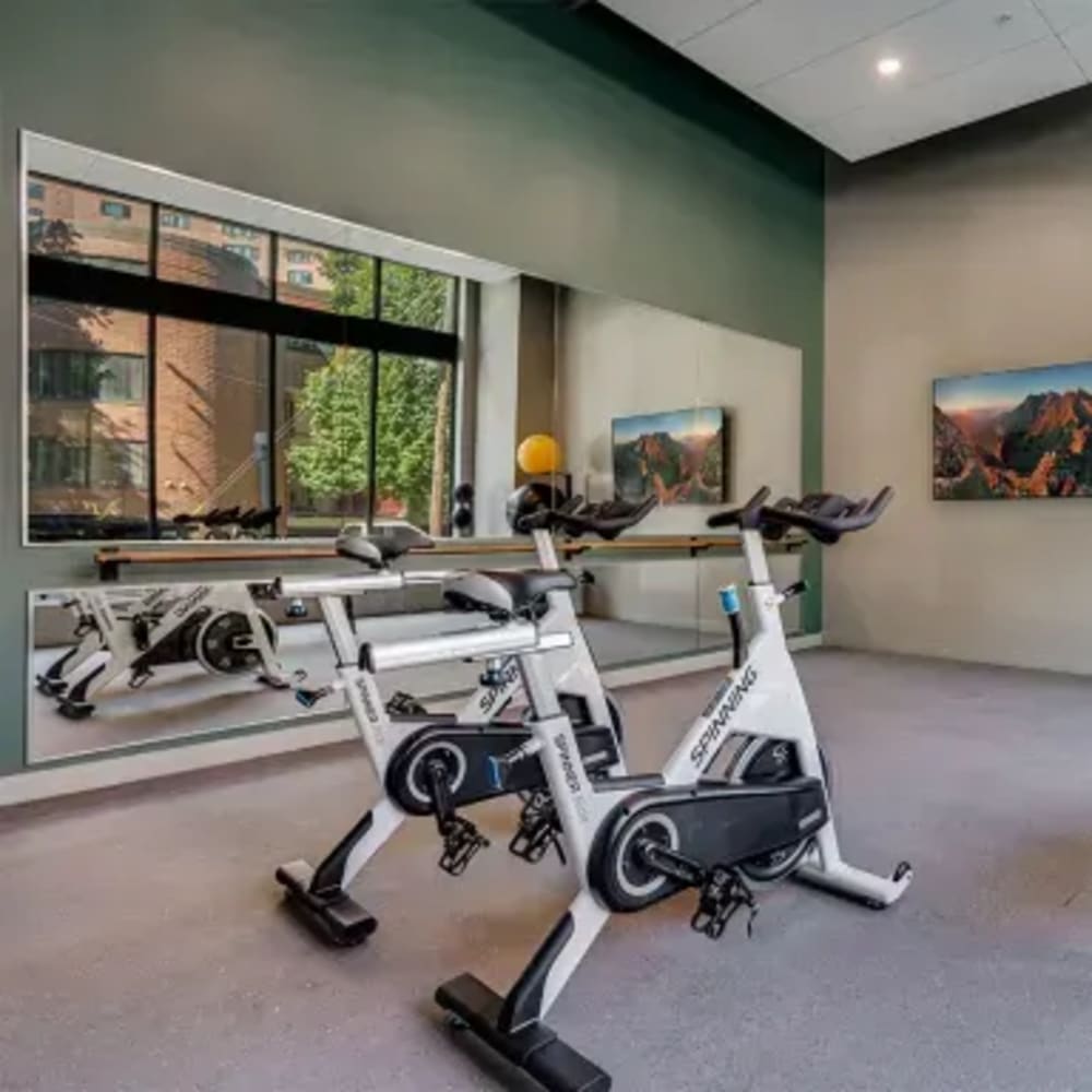 Stationary bikes with other workout equipment at Marquee Living in Minneapolis, Minnesota